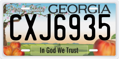 GA license plate CXJ6935