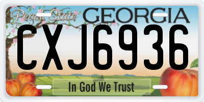 GA license plate CXJ6936