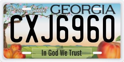 GA license plate CXJ6960