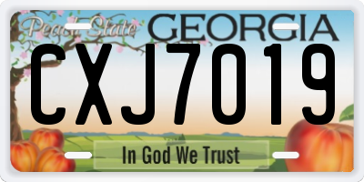 GA license plate CXJ7019