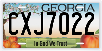 GA license plate CXJ7022