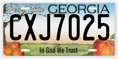GA license plate CXJ7025
