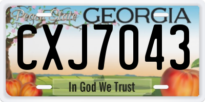 GA license plate CXJ7043