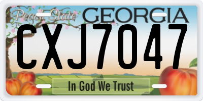 GA license plate CXJ7047