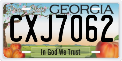GA license plate CXJ7062