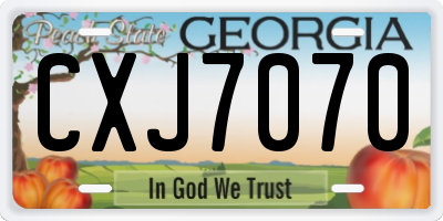 GA license plate CXJ7070