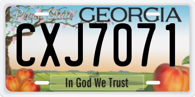 GA license plate CXJ7071