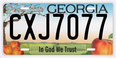 GA license plate CXJ7077
