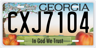 GA license plate CXJ7104