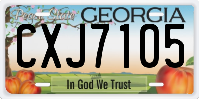 GA license plate CXJ7105