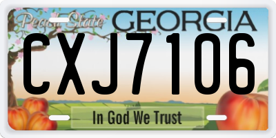GA license plate CXJ7106