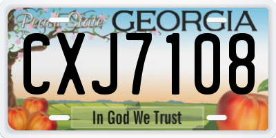 GA license plate CXJ7108
