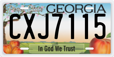 GA license plate CXJ7115