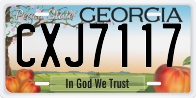 GA license plate CXJ7117