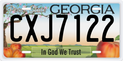 GA license plate CXJ7122