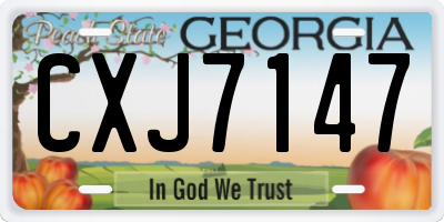 GA license plate CXJ7147