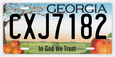 GA license plate CXJ7182