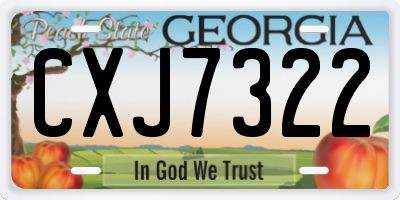 GA license plate CXJ7322