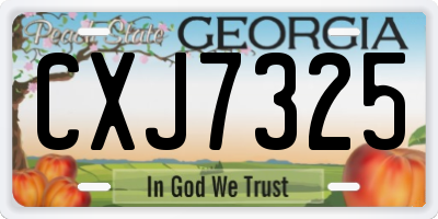 GA license plate CXJ7325