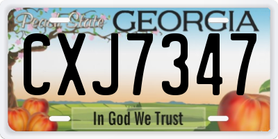 GA license plate CXJ7347