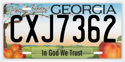 GA license plate CXJ7362