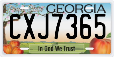 GA license plate CXJ7365