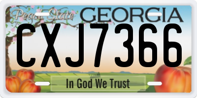 GA license plate CXJ7366