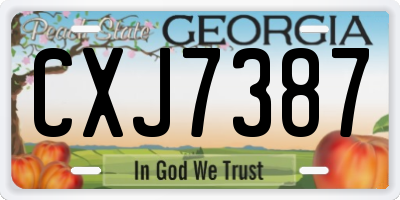 GA license plate CXJ7387