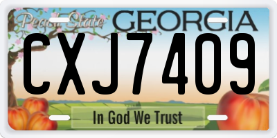 GA license plate CXJ7409