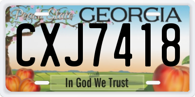 GA license plate CXJ7418
