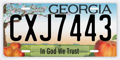 GA license plate CXJ7443