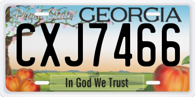 GA license plate CXJ7466