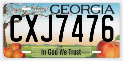 GA license plate CXJ7476