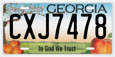 GA license plate CXJ7478