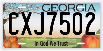 GA license plate CXJ7502