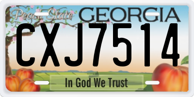GA license plate CXJ7514