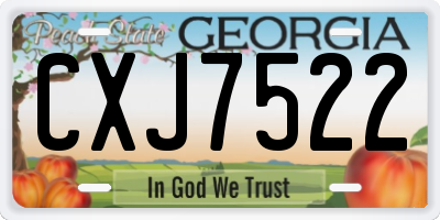 GA license plate CXJ7522