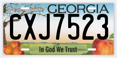 GA license plate CXJ7523