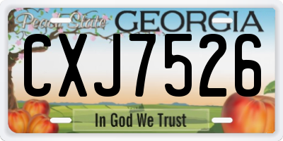 GA license plate CXJ7526