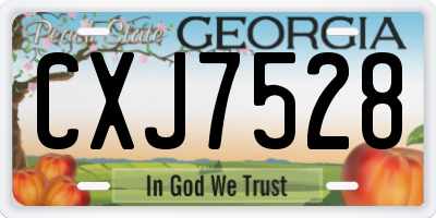 GA license plate CXJ7528