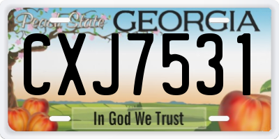 GA license plate CXJ7531