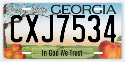 GA license plate CXJ7534