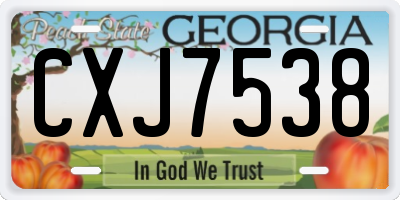 GA license plate CXJ7538