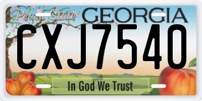 GA license plate CXJ7540