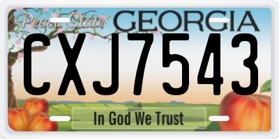 GA license plate CXJ7543