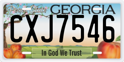GA license plate CXJ7546