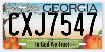 GA license plate CXJ7547