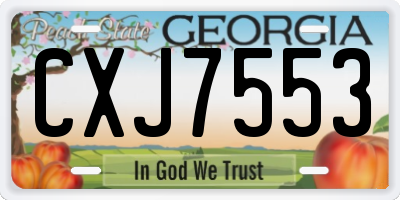 GA license plate CXJ7553