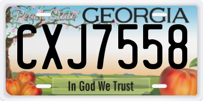 GA license plate CXJ7558