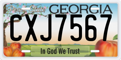 GA license plate CXJ7567